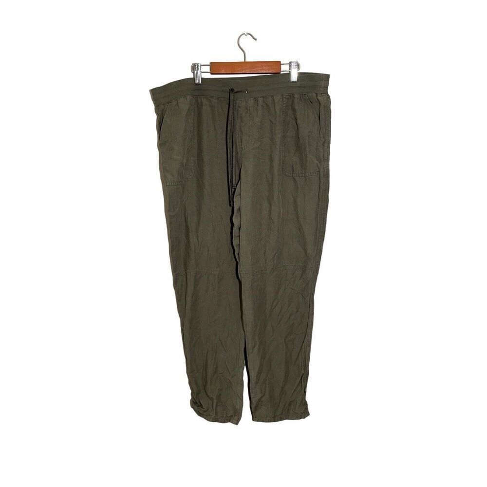Maurices Womens Casual Cargo Pants Size 16 Olive Green Pull On Elastic Waist
